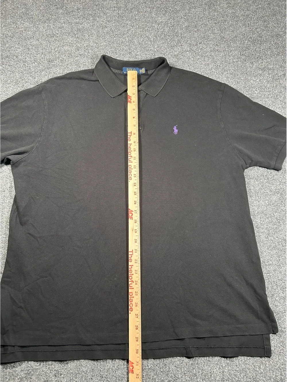 Polo Ralph Lauren Classic Fit Black Polo Shirt with Purple Logo